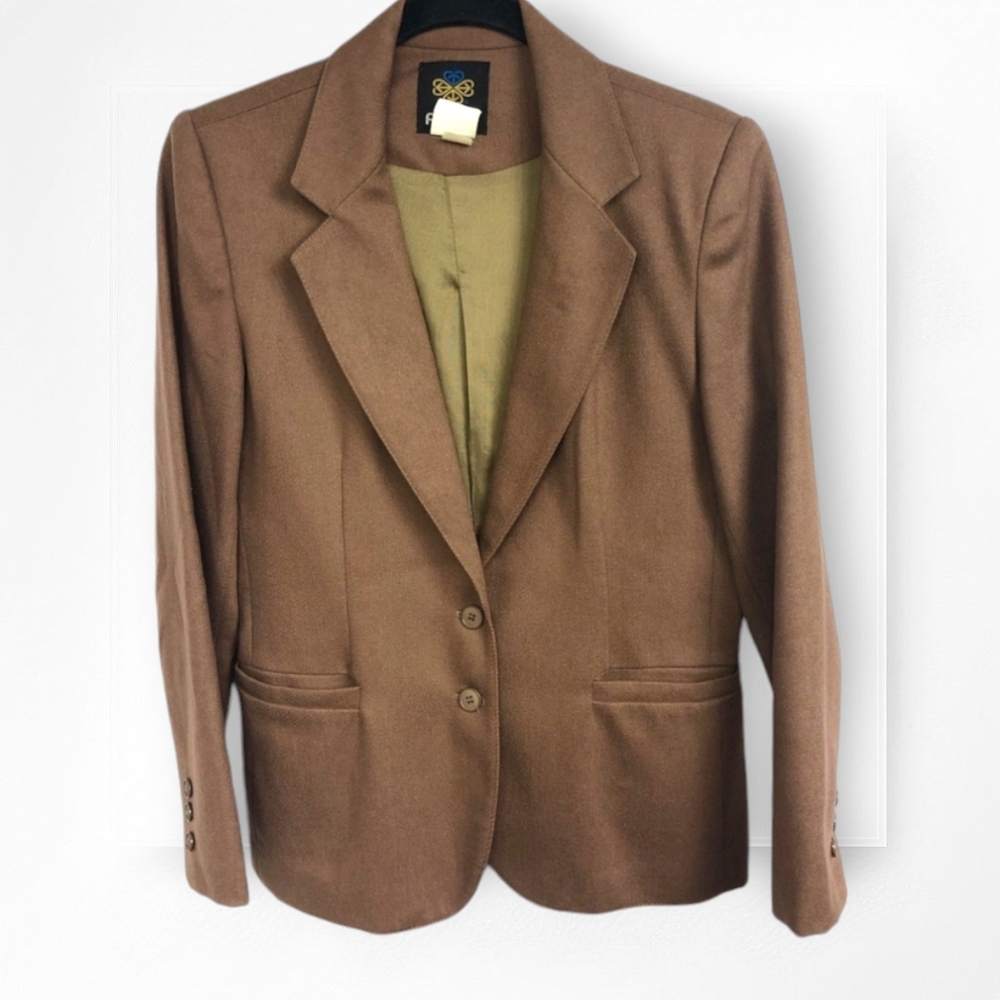 Vintage Wool Blazer Tweed Light Brown Tan Panther Union Made Size 9/10